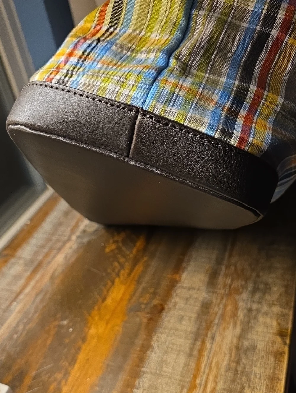 Jack Spade Plaid Fabric Open Tote Bag